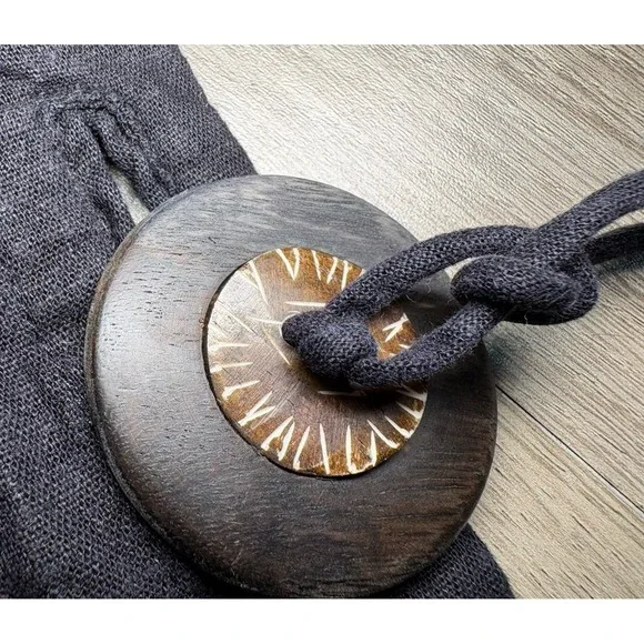 Tara Vao Artsy Linen Blend Shirt Wooden Buttons BOHO Ethnic Gypsy Earthy Size 6 - Picture 9 of 9